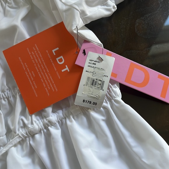 LDT
Claire Square Neck Smocked Short Puffed Sleeve Drawstring Front Dress - Picture 12 of 12